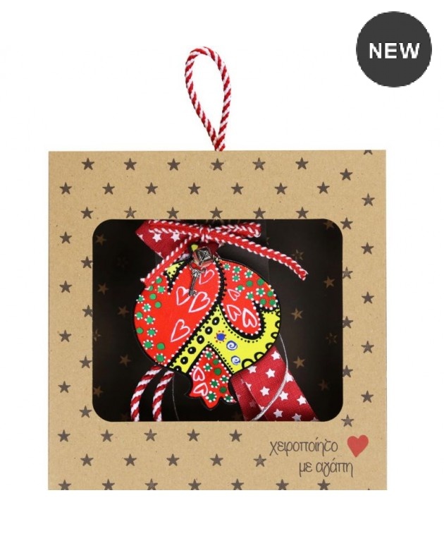 Γούρι Στολίδι τύχης-Ρόδι Καρδιές LU24011G 7-8εκ.  Χριστουγεννιάτικα  Δώρα