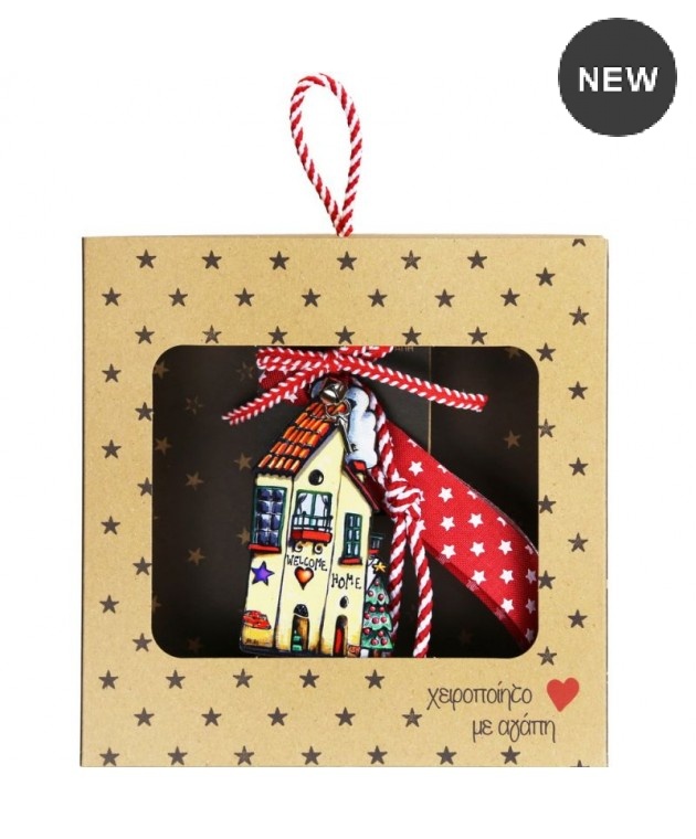 Γούρι Στολίδι τύχης-Σπίτι ψηλό Welcome 7-8 εκ. LU24011C Χριστουγεννιάτικα  Δώρα