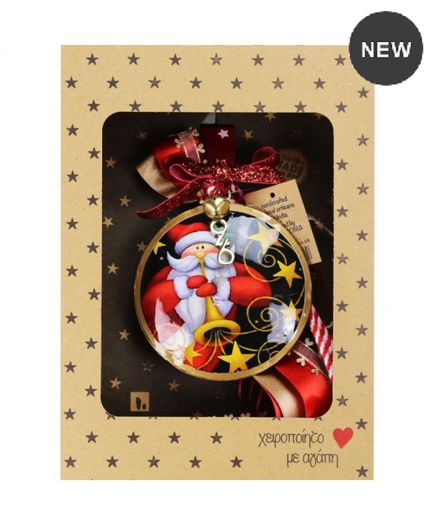 Γούρι Αγ.Βασίλης-με τρομπέτα 30x19εκ. από μέταλλο  LU23042B  30x19x5.5 εκ. Χριστουγεννιάτικα  Δώρα