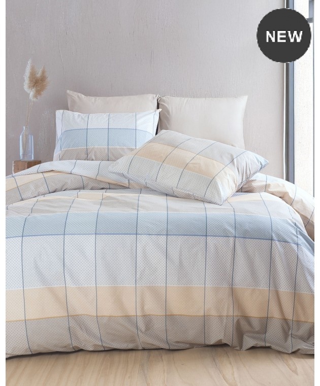 Σετ σεντόνια king size (260Χ280) Colette Grey/Blue, Rythmos Home Σεντόνια King Size