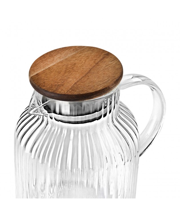 ESTIA ΚΑΝΑΤΑ ΓΥΑΛΙΝΗ ALLURE 1300ml ΜΕ ΞΥΛΙΝΟ ΚΑΠΑΚΙ Κανάτες