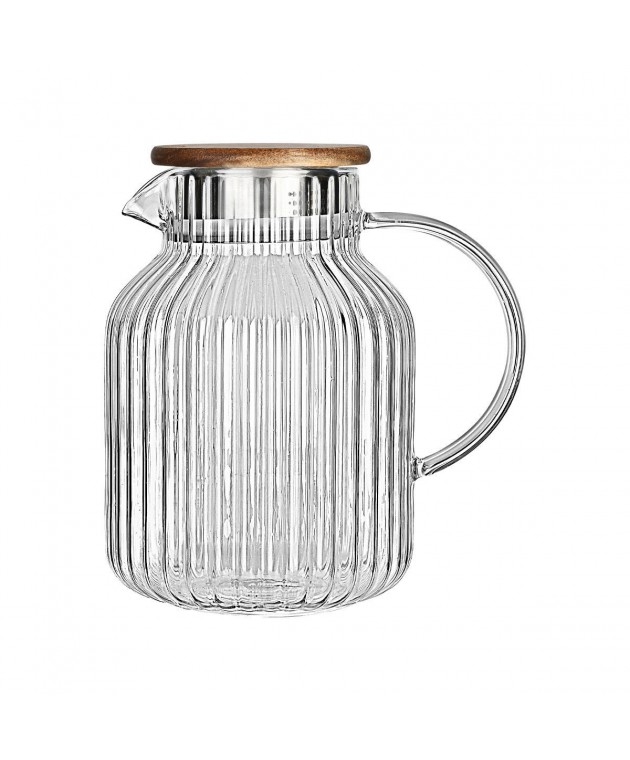 ESTIA ΚΑΝΑΤΑ ΓΥΑΛΙΝΗ ALLURE 1300ml ΜΕ ΞΥΛΙΝΟ ΚΑΠΑΚΙ Κανάτες