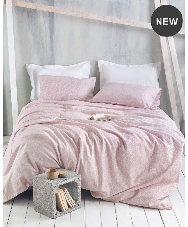 Σετ παπλωματοθήκη φανελένια Υ/Δ (225X240) Melrose Pink, Rythmos Home Παπλωματοθήκες Υπέρδιπλες Φανελένιες