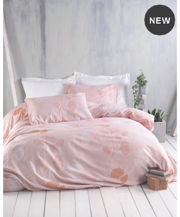 Σετ παπλωματοθήκη φανελένια Υ/Δ (225X240) Morin Pink, Rythmos Home Παπλωματοθήκες Υπέρδιπλες Φανελένιες