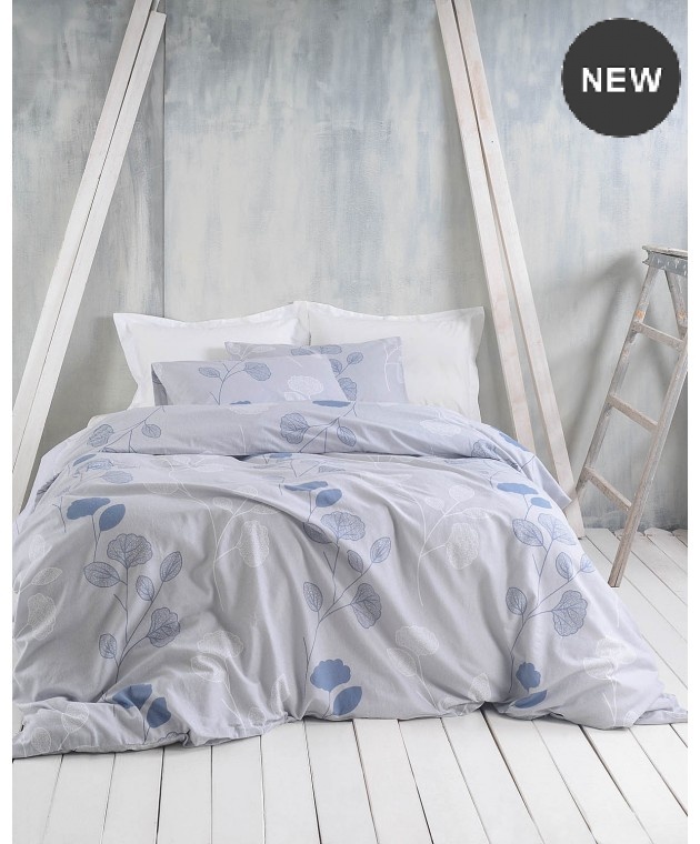 Σετ σεντόνια φανελένια Υ/Δ (230Χ260) Morin Grey-Blue, Rythmos Home Σεντόνια Φανελένια Υπέρδιπλα