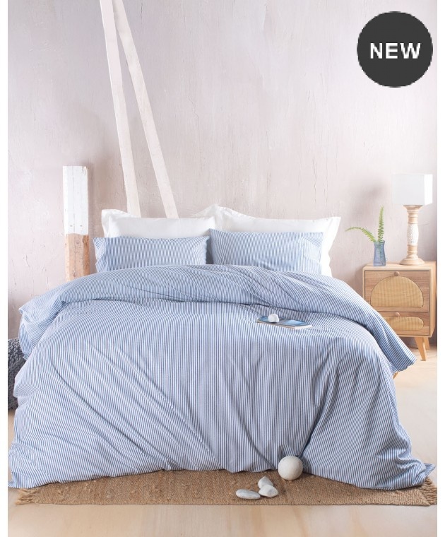  Σετ Παπλωματοθήκη Yπέρδιπλη (225Χ250) Symbol Motiv Blue, Rythmos Home Παπλωματοθήκες Υπέρδιπλες