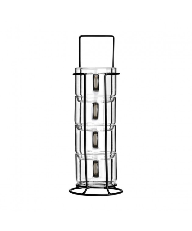 ESTIA ΚΟΥΠΕΣ ΓΥΑΛΙΝΕΣ ΜΕ ΜΕΤΑΛΛΙΚΗ ΒΑΣΗ ΣΕΤ 4x210ml Κούπες