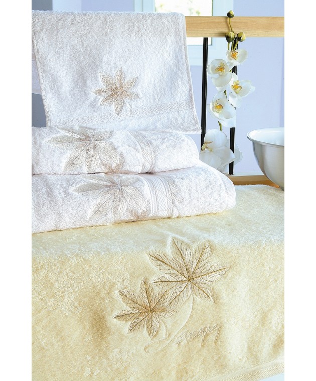 Σετ πετσέτες 3 τεμ. με κέντημα ASTYPALEA IVORY, RYTHMOS HOME Σετ πετσέτες Mπάνιου