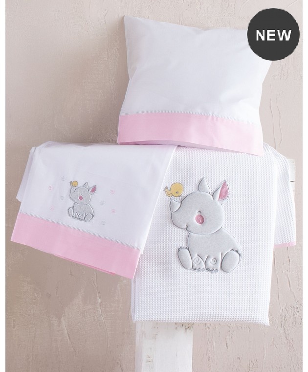 Σετ Σεντόνια Κούνιας (100Χ160) Rino Pink, Rythmos Home Βρεφικά Σετ Σεντόνια
