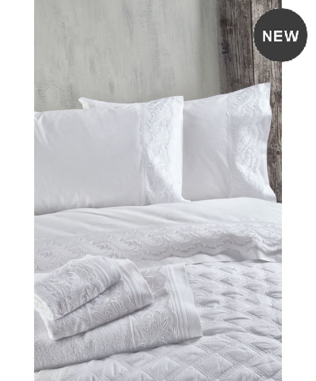 Σετ νυφικά σεντόνια Υ/Δ REGATTA WHITE, RYTHMOS HOME Νυφικά Σεντόνια