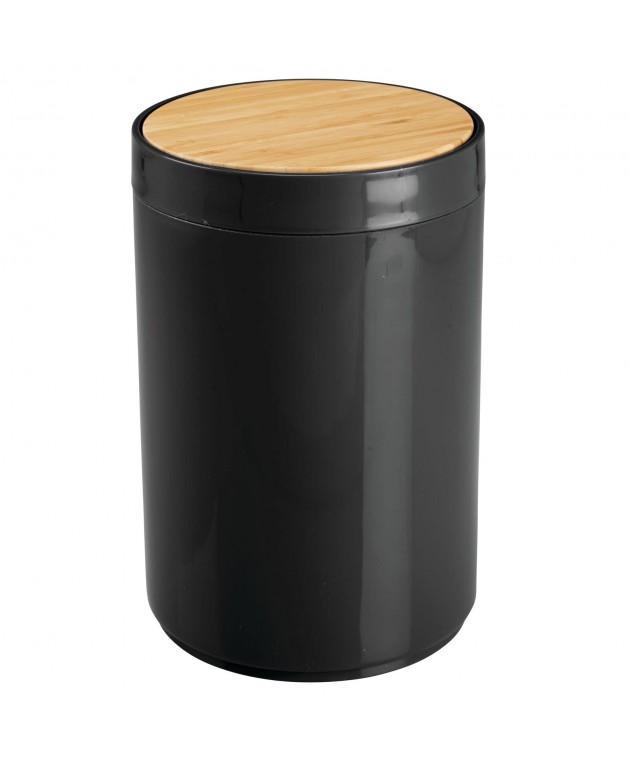 Κάδος Απορριμμάτων 5L από PP Μαύρος με Παλλόμενο Καπάκι από Μπαμπού MRShome