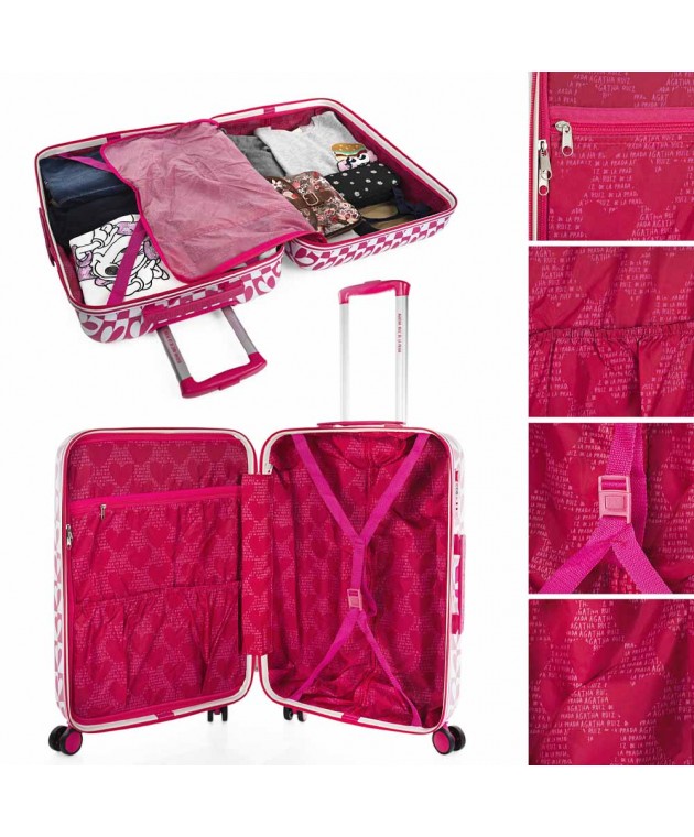 Βαλίτσα Μεσαία AGATHA RUIZ DE LA PRADA Pink/White Hearts 134260-01 Μεσαίες