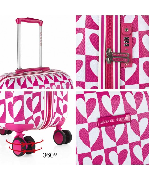 Βαλίτσα Μεσαία AGATHA RUIZ DE LA PRADA Pink/White Hearts 134260-01 Μεσαίες