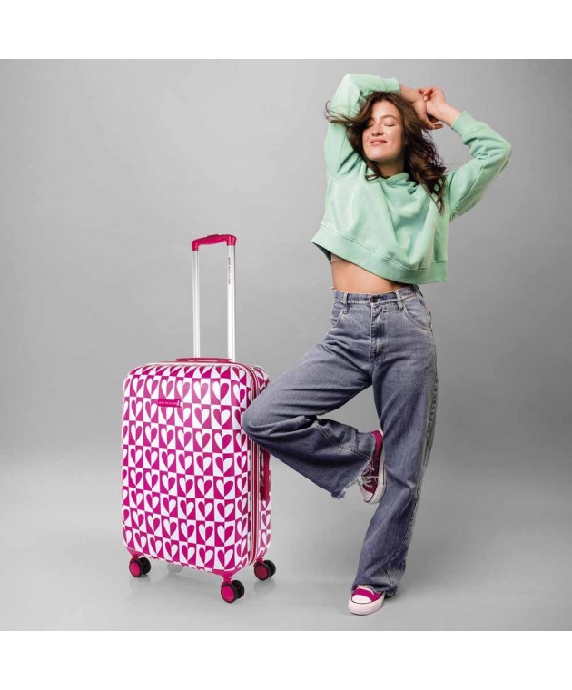 Βαλίτσα Μεσαία AGATHA RUIZ DE LA PRADA Pink/White Hearts 134260-01 Μεσαίες