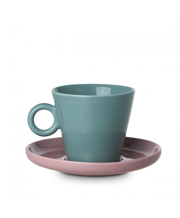 ESTIA ΦΛYΤΖΑΝΙ CAPPUCCINO CREAM NEW BONE 200ml ΤΙΡΚΟΥΑΖ ΜΕ ΡΟΖ ΠΙΑΤΑΚΙ Φλυτζάνια