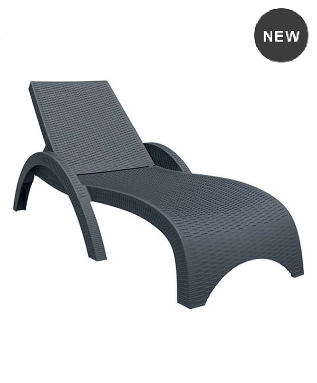 Ξαπλώστρα (73Χ187Χ44) FIJI DARK GREY, SIESTA