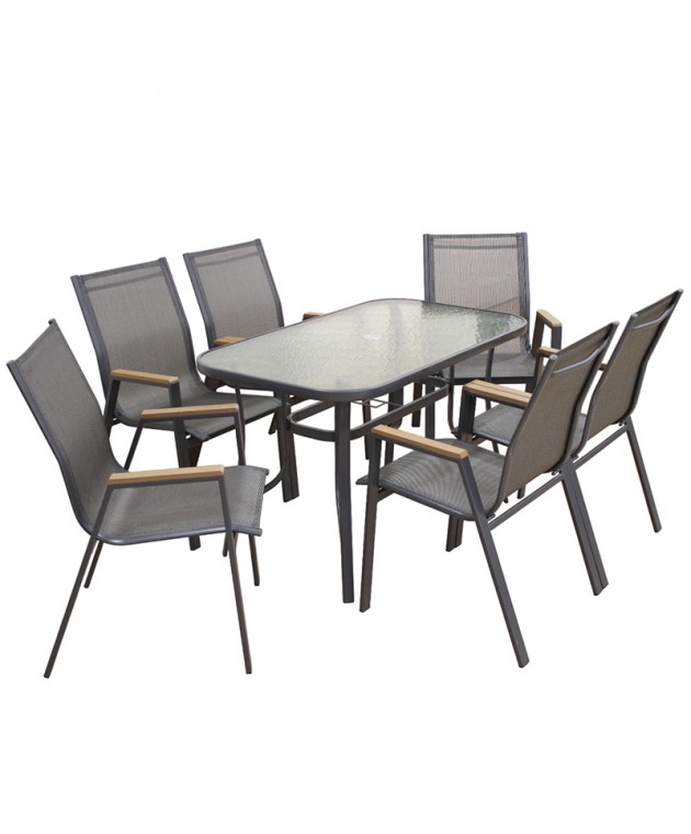 SELBY SET ΤΡΑΠΕΖΑΡΙΑΣ 7ΤΜΧ ΑΝΘΡΑΚΙ 120Χ70εκ. Τραπεζαρίες