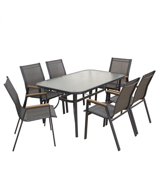 SELBY SET ΤΡΑΠΕΖΑΡΙΑΣ 7ΤΜΧ ΑΝΘΡΑΚΙ 140Χ80εκ. Τραπεζαρίες