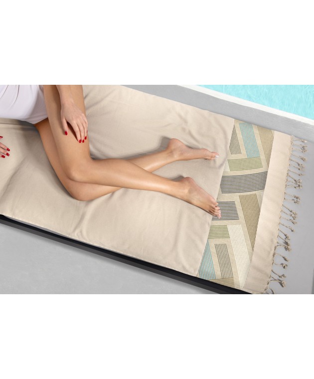 Πετσέτα Θαλάσσης - Παρεό Pestemal 26 Beige 90X170 Πετσέτες Θαλάσσης 