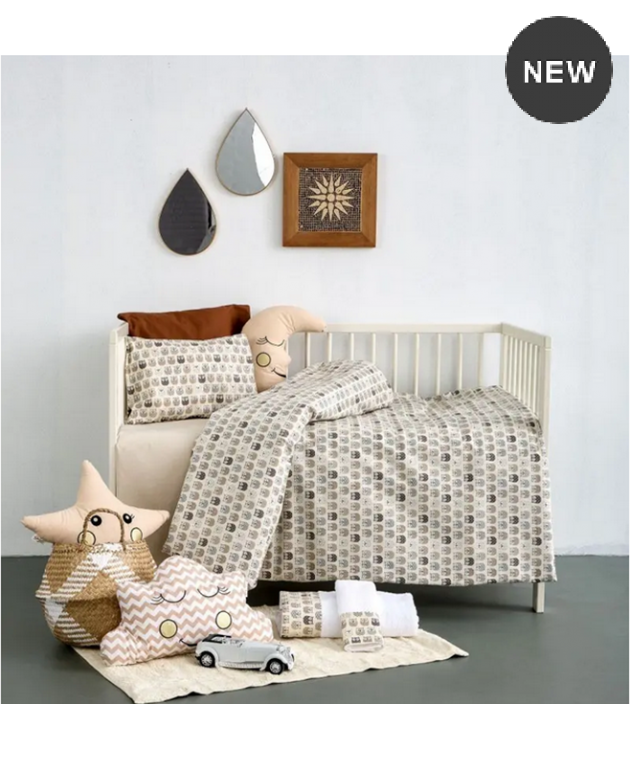 Σετ Βρεφικά Σεντόνια Κούνιας Βαμβακερά 120x160 Phantom Beige SB Home Βρεφικά Σετ Σεντόνια