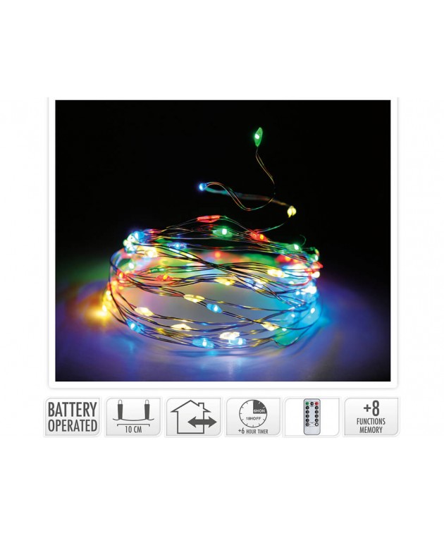 ΣΥΡΜΆΤΙΝΑ & PVC ΛΑΜΠΆΚΙΑ LED SILVER WIRE 200LED 8F REMOTE AX9722120