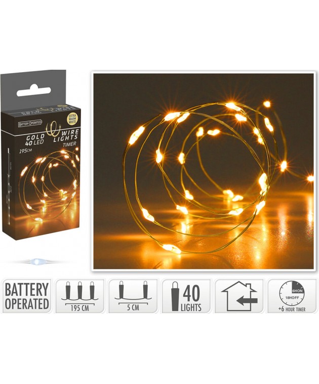 ΣΥΡΜΆΤΙΝΑ & PVC ΛΑΜΠΆΚΙΑ LED GOLD WIRE 40LED WW BO TIMER AX9734110