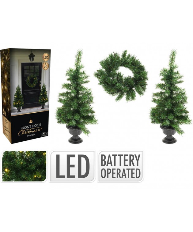 ΕΠΟΧΙΑΚΆ ΦΩΤΕΙΝΆ ΣΤΟΙΧΕΊΑ XMAS TREE H &AMP; S COLLECTION WITH LED SET OF 3PCS 76