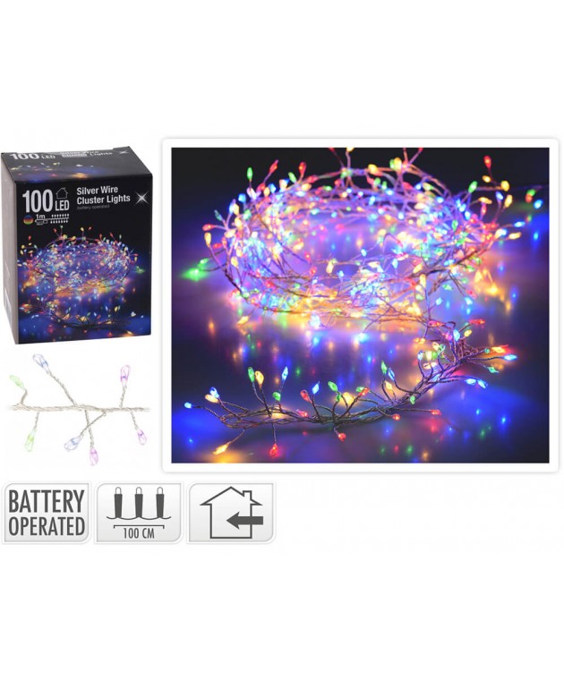 ΣΥΡΜΆΤΙΝΑ & PVC ΛΑΜΠΆΚΙΑ LED SILVERWIRE 100LED CLUSTER AX8717400