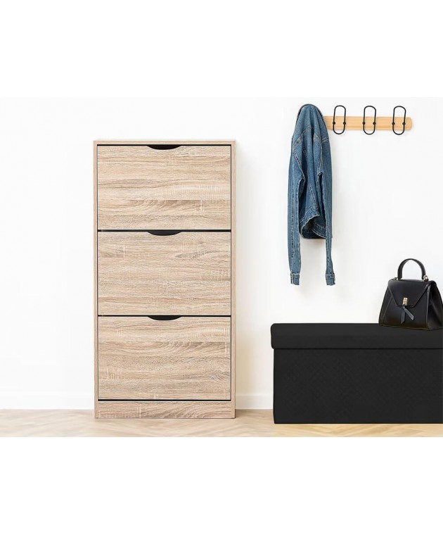 ΠΑΠΟΥΤΣΟΘΉΚΗ WOOD SHOE RACK 3DRW NAT 18P FIVE 160392D Παπουτσοθήκες