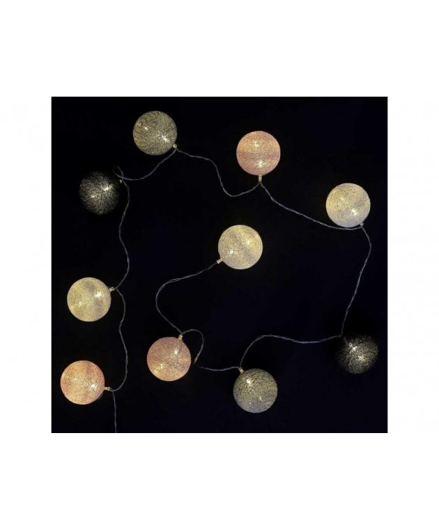 ΔΙΑΚΟΣΜΗΤΙΚΈΣ ΓΙΡΛΆΝΤΕΣ LED ΔΩΜΑΤΊΟΥ 10 LED BALL STRING LIGHTS GREYPINK SHADES LA10067