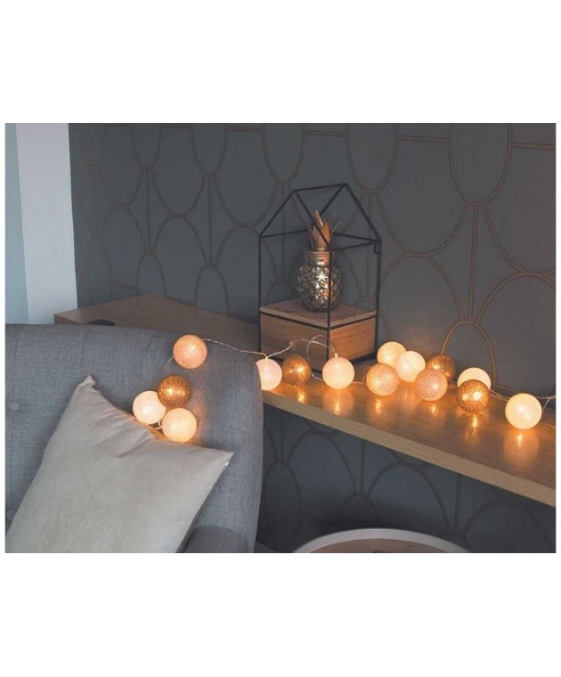 ΔΙΑΚΟΣΜΗΤΙΚΈΣ ΓΙΡΛΆΝΤΕΣ LED ΔΩΜΑΤΊΟΥ 10 LED BALL STRING LIGHTS BROWN SHADES LA10065