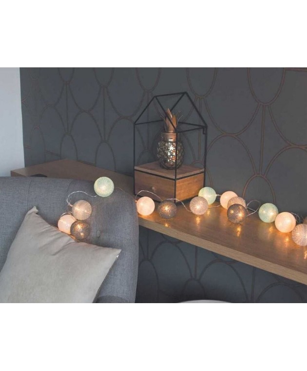 ΔΙΑΚΟΣΜΗΤΙΚΈΣ ΓΙΡΛΆΝΤΕΣ LED ΔΩΜΑΤΊΟΥ 20 LED BALL STRING LIGHTS BLUEGREY SHADES LA10052