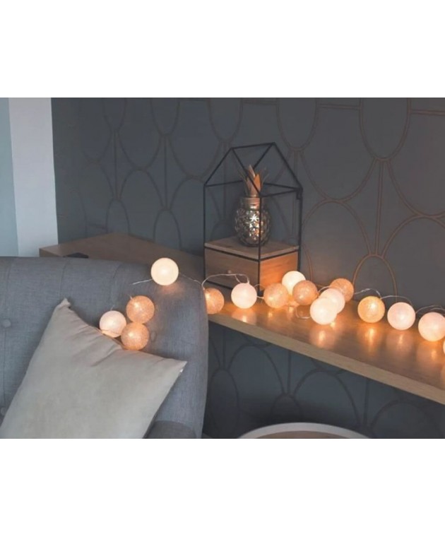 ΔΙΑΚΟΣΜΗΤΙΚΈΣ ΓΙΡΛΆΝΤΕΣ LED ΔΩΜΑΤΊΟΥ 20 LED BALL STRING LIGHTS GOLDEN WHITE SHADES LA10