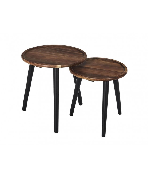 ΤΡΑΠΕΖΆΚΙΑ ΣΑΛΟΝΙΟΎ ROUND NESTING TABLE ACACIA X2 HD0290 Τραπεζάκια Σαλονιού