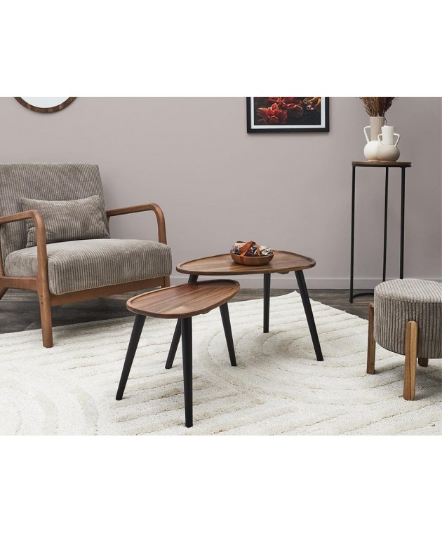 ΤΡΑΠΕΖΆΚΙΑ ΣΑΛΟΝΙΟΎ ACACIA TRIANGLE NESTING TABLE X2 HD0291 Τραπεζάκια Σαλονιού