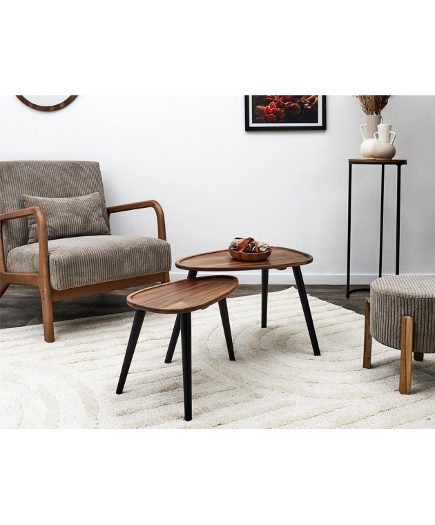 ΤΡΑΠΕΖΆΚΙΑ ΣΑΛΟΝΙΟΎ ACACIA TRIANGLE NESTING TABLE X2 HD0291 Τραπεζάκια Σαλονιού
