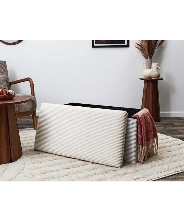 Σκαμπό-μπαούλο Scott Home Deco Factory - 76x38x38cm - Μπεζ Ταμπουρέ