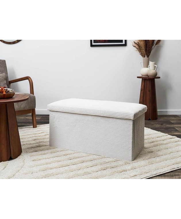 Σκαμπό-μπαούλο Scott Home Deco Factory - 76x38x38cm - Μπεζ Ταμπουρέ