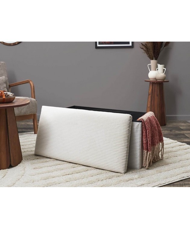 Σκαμπό-μπαούλο Scott Home Deco Factory - 76x38x38cm - Μπεζ Ταμπουρέ