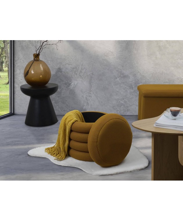 Σκαμπό-μπαούλο Atom Home Deco Factory - 37x42cm - Κίτρινο Σκαμπό