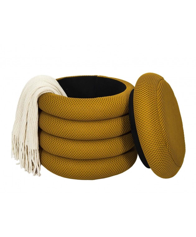 Σκαμπό-μπαούλο Atom Home Deco Factory - 37x42cm - Κίτρινο Σκαμπό