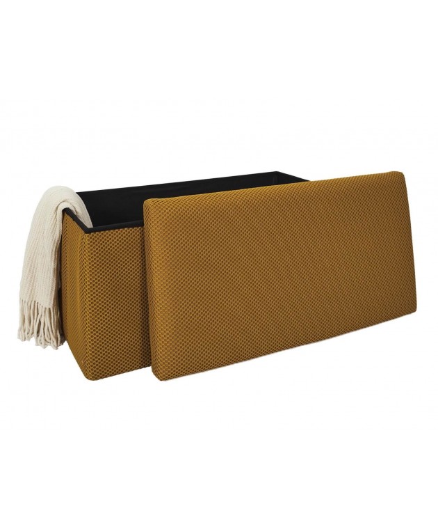 Σκαμπό-μπαούλο Atom Home Deco Factory - 76x38x38cm - Κίτρινο Ταμπουρέ