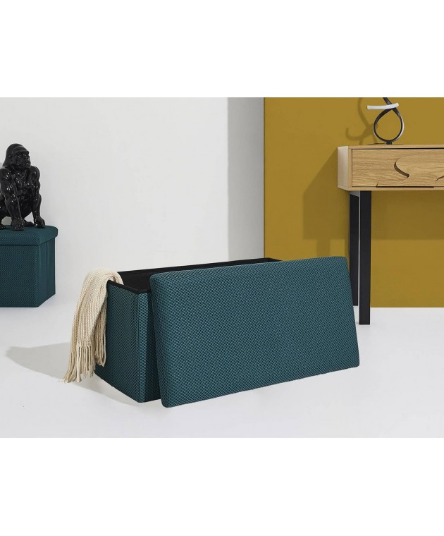 Σκαμπό-μπαούλο Atom Home Deco Factory - 76x38x38cm - Μπλε Ταμπουρέ