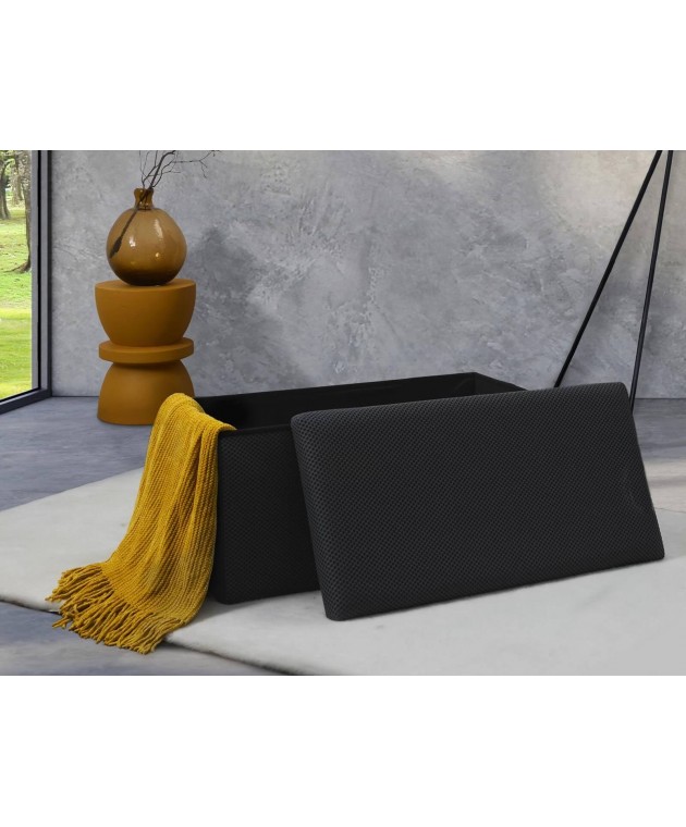 Σκαμπό-μπαούλο Atom Home Deco Factory - 76x38x38cm - Γκρι Ταμπουρέ