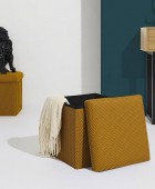 Σκαμπό-μπαούλο Atom Home Deco Factory - 38x38x38cm - Κίτρινο Σκαμπό
