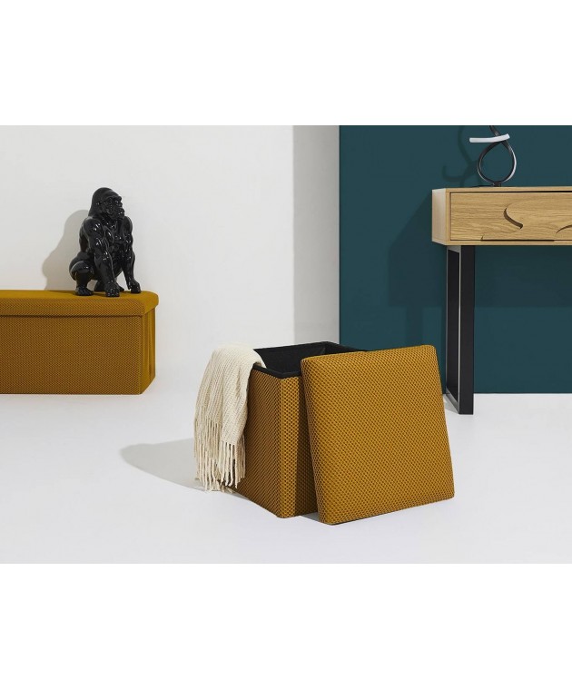 Σκαμπό-μπαούλο Atom Home Deco Factory - 38x38x38cm - Κίτρινο Σκαμπό