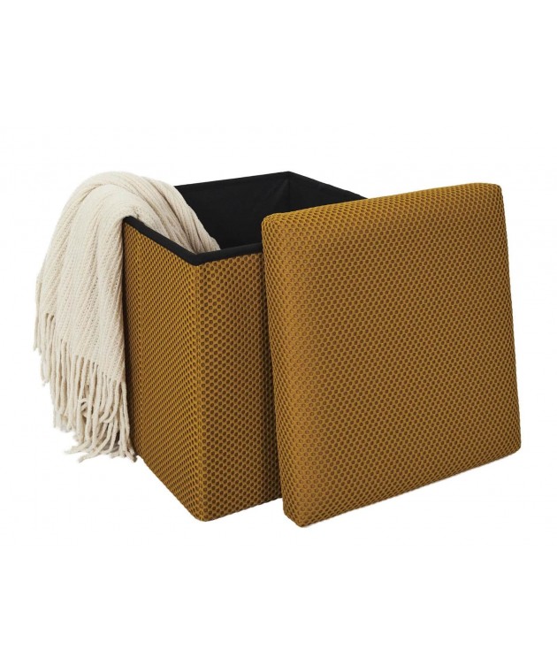 Σκαμπό-μπαούλο Atom Home Deco Factory - 38x38x38cm - Κίτρινο Σκαμπό