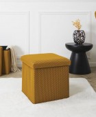 Σκαμπό-μπαούλο Atom Home Deco Factory - 38x38x38cm - Κίτρινο Σκαμπό