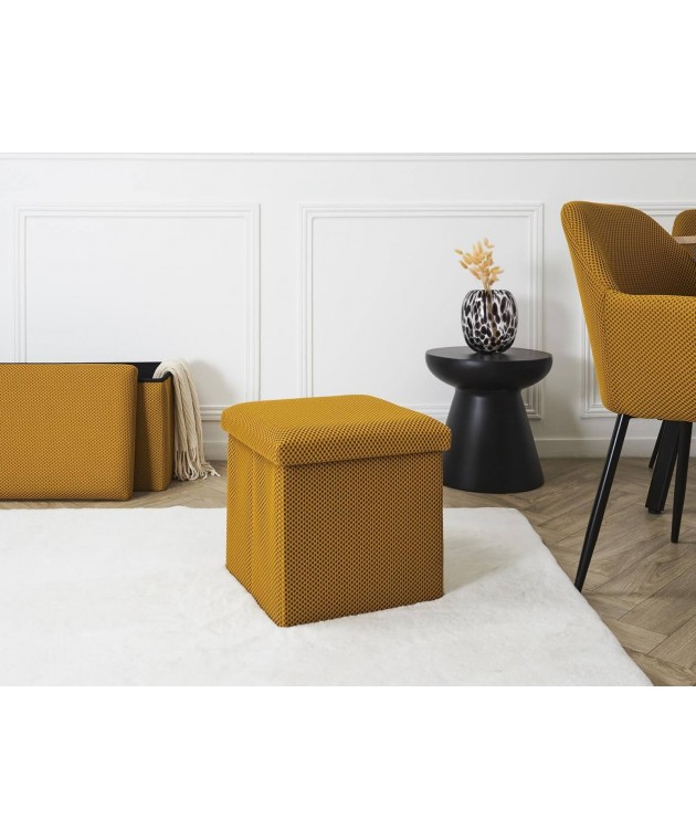 Σκαμπό-μπαούλο Atom Home Deco Factory - 38x38x38cm - Κίτρινο Σκαμπό