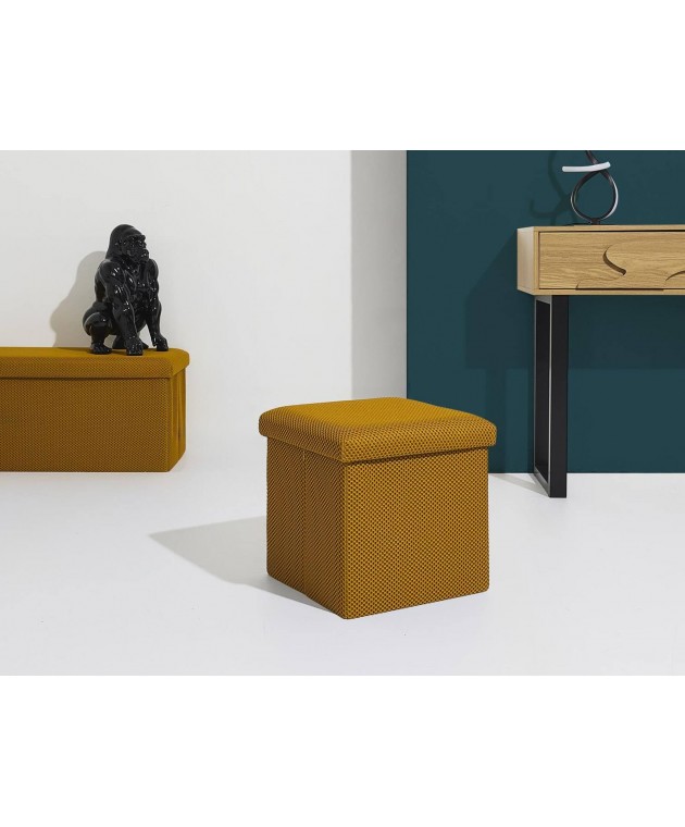 Σκαμπό-μπαούλο Atom Home Deco Factory - 38x38x38cm - Κίτρινο Σκαμπό